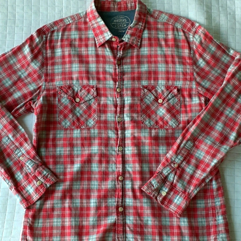⚡3/25$ J. Crew Madras button down plaid